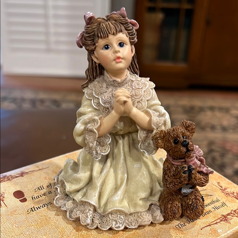 Boyds Bears Porcelain Girl with Brown Teddy